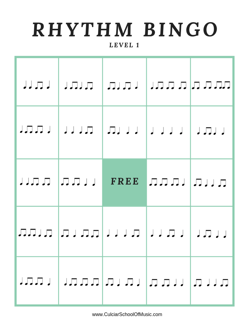 Free Printable Rhythm Bingo Cards